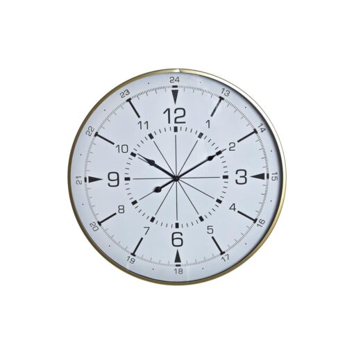 Relógio de Parede Cristal Dourado Metal Branco Bússola (60 x 3 x 60 cm)