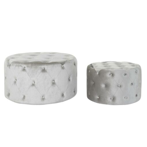 Repousa pés Cinzento Veludo Madeira MDF (80 x 80 x 43 cm) (58 x 58 x 37 cm) (2 pcs)