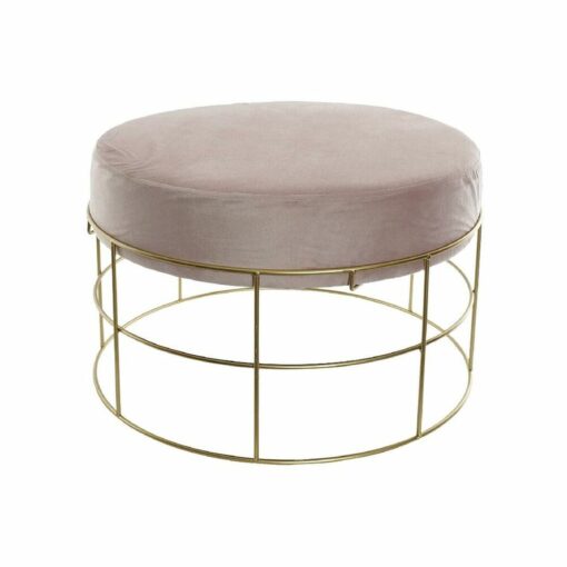 Repousa pés Dourado Metal Poliéster Rosa Claro (60 x 60 x 37.5 cm)