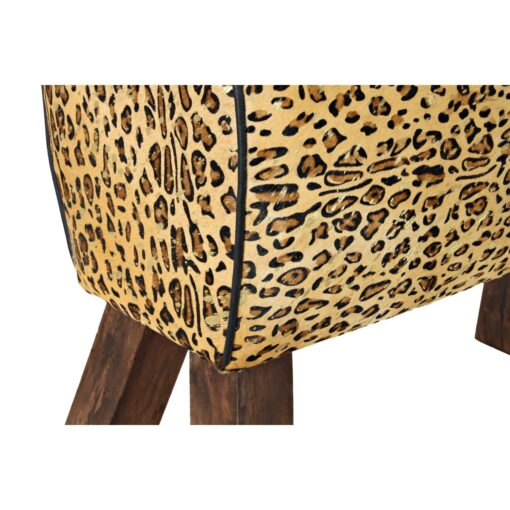 Repousa pés Preto Madeira Castanho Pele Leopardo (67 x 30 x 51 cm) - Image 2