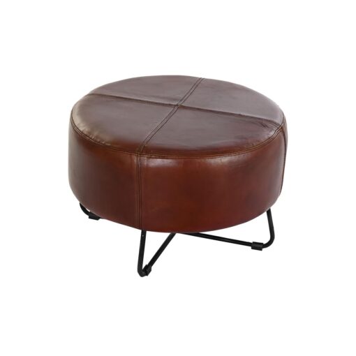 Repousa pés Preto Metal Castanho Pele (55 x 55 x 37 cm)