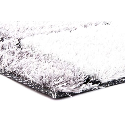 Tapete 160 x 230 x 2 cm Preto Poliéster Branco Aos quadrados - Image 2