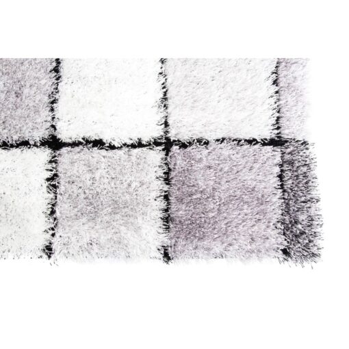 Tapete 160 x 230 x 2 cm Preto Poliéster Branco Aos quadrados - Image 3