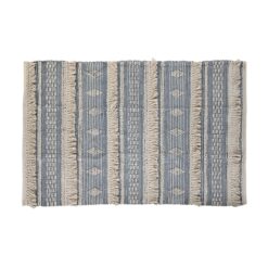 Tapete 180 x 120 x 2 cm Azul Algodão Branco Boho