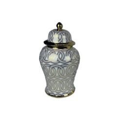 Tibor Porcelana Dourado Branco Oriental (22 x 22 x 42 cm)