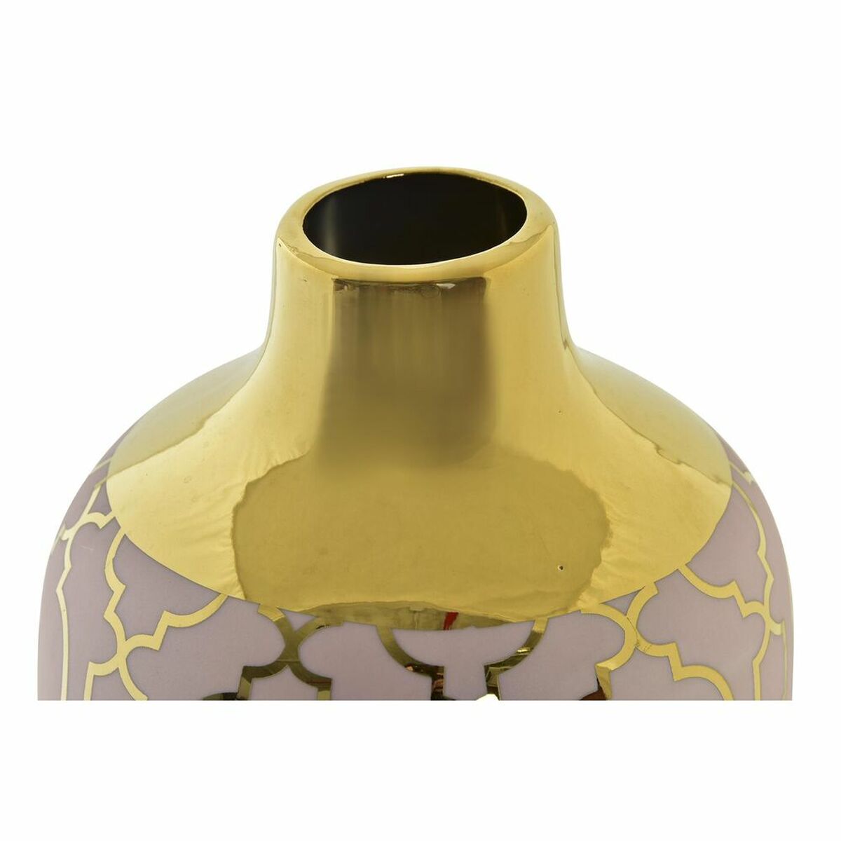 Vaso 13 x 13 x 26 cm Porcelana Cor de Rosa Dourado Oriental Cromado - Image 3