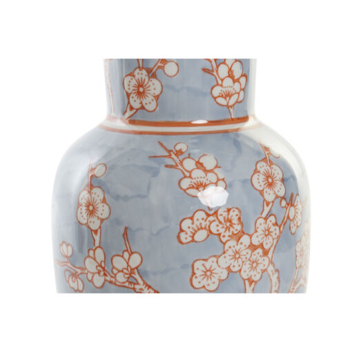 Vaso 13 x 13 x 31 cm Porcelana Azul Laranja Oriental - Image 2