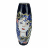 Vaso 14 x 14 x 39 cm Face Porcelana Azul Multicolor
