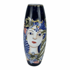 Vaso 14 x 14 x 39 cm Face Porcelana Azul Multicolor