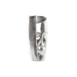 Vaso 15 x 13 x 31 cm Face Prateado Alumínio Moderno