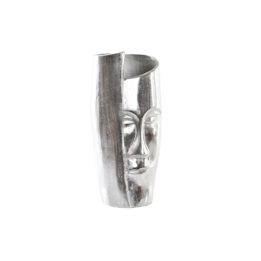 Vaso 15 x 13 x 31 cm Face Prateado Alumínio Moderno