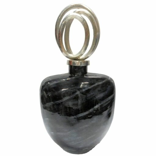 Vaso 28 x 14 x 48 cm Cristal Prateado Preto Alumínio Moderno
