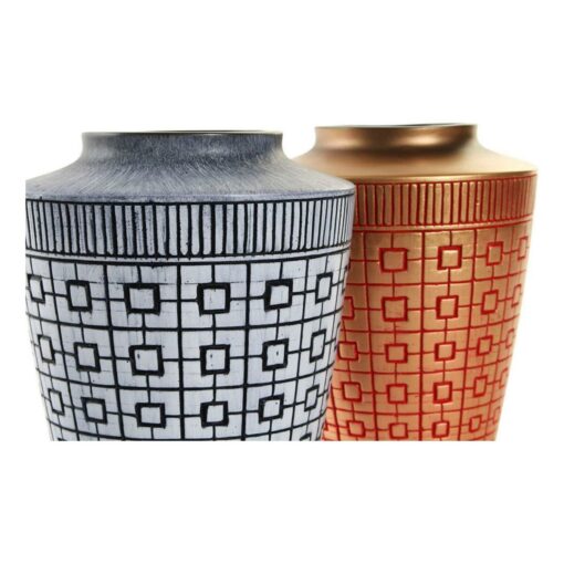 Vaso 8424001822065 Vermelho Azul Dourado Resina 17 x 17 x 20 cm Oriental (2 Unidades) - Image 3