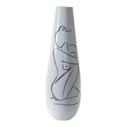 Vaso Abstrato Branco Resina Moderno (31.5 x 31.5 x 95.5 cm)