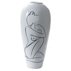 Vaso Abstrato Branco Resina Moderno (34 x 34 x 73.5 cm)