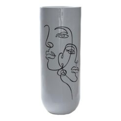 Vaso Abstrato Branco Resina Moderno (35 x 35 x 90 cm)