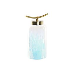 Vaso Cristal Azul Dourado Metal Mediterrâneo (19 x 15 x 33 cm) (Ø 14 cm)