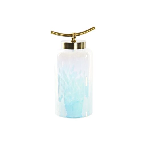 Vaso Cristal Azul Dourado Metal Mediterrâneo (19 x 15 x 33 cm) (Ø 14 cm)