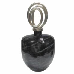 Vaso Cristal Prateado Preto Alumínio Moderno (23 x 13 x 41 cm)