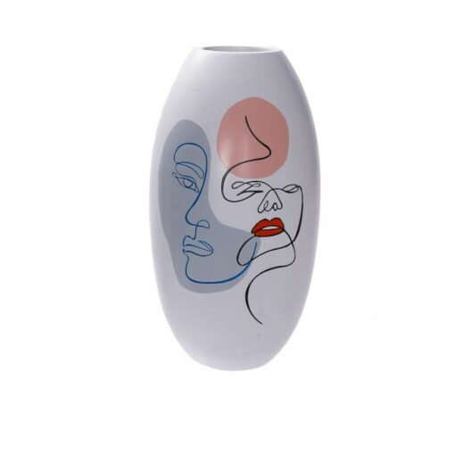 Vaso Face Branco Resina Multicolor (20