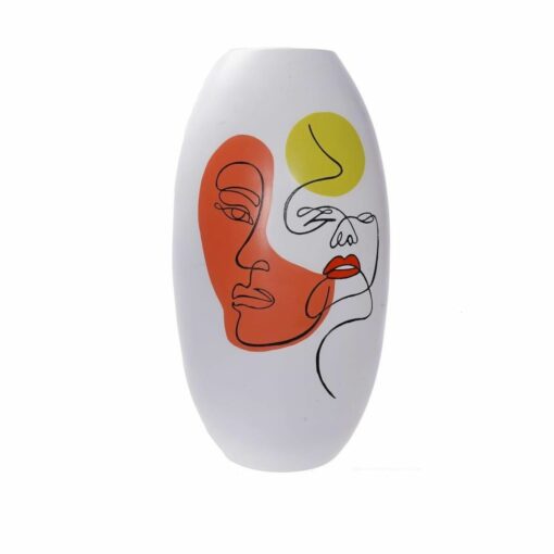 Vaso Face Branco Resina Multicolor (20