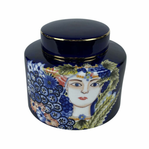 Vaso Face Porcelana Azul Multicolor 17 x 17 x 16 cm