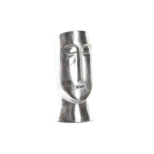 Vaso Face Prateado Alumínio Moderno (17 x 16 x 36 cm)