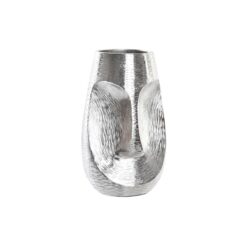 Vaso Face Prateado Alumínio Moderno (19 x 19 x 31 cm)