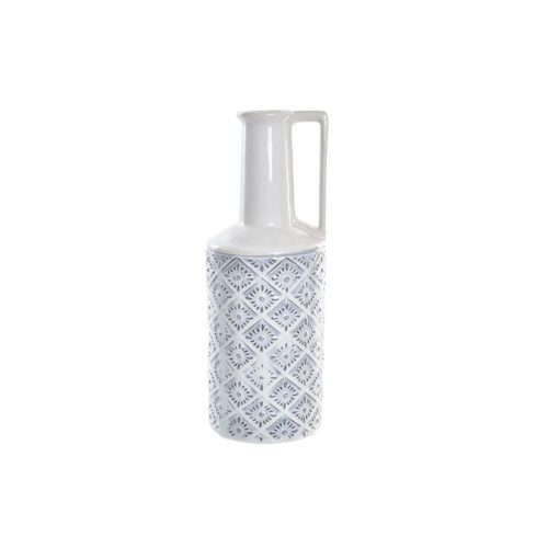 Vaso Porcelana Azul Branco 14 x 14 x 30 cm Mediterrâneo