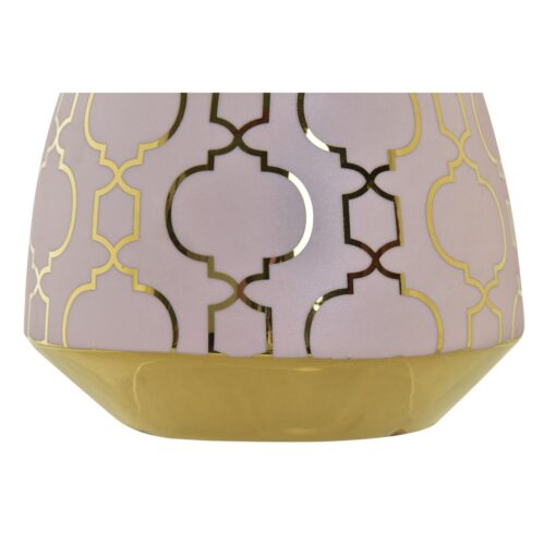 Vaso Porcelana Cor de Rosa Dourado Oriental Cromado 16 x 16 x 18 cm - Image 2