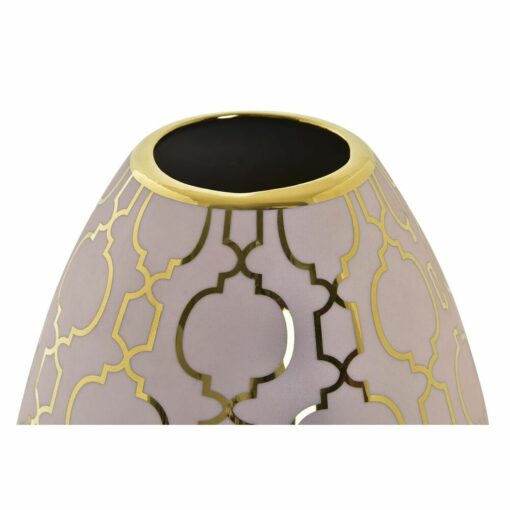 Vaso Porcelana Cor de Rosa Dourado Oriental Cromado 16 x 16 x 18 cm - Image 3