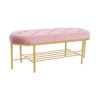 Banqueta 100 x 35 x 40 cm Cor de Rosa Dourado Metal