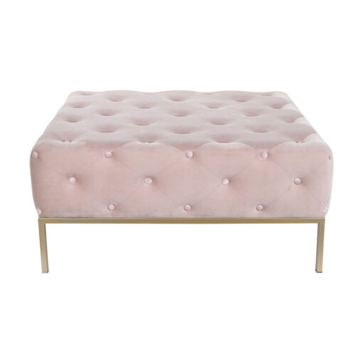 Banqueta Cor de Rosa Dourado Metal 100 x 100 x 45 cm - Image 2