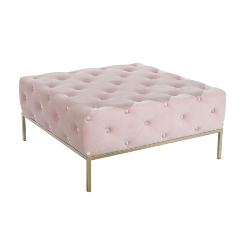 Banqueta Cor de Rosa Dourado Metal 100 x 100 x 45 cm