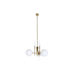 Candeeiro de teto 64 x 64 x 64 cm Cristal Dourado Metal Branco 50 W