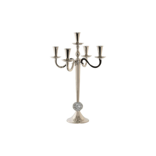 Candelabro Prateado Acrílico Alumínio Cromado 30 x 30 x 47 cm