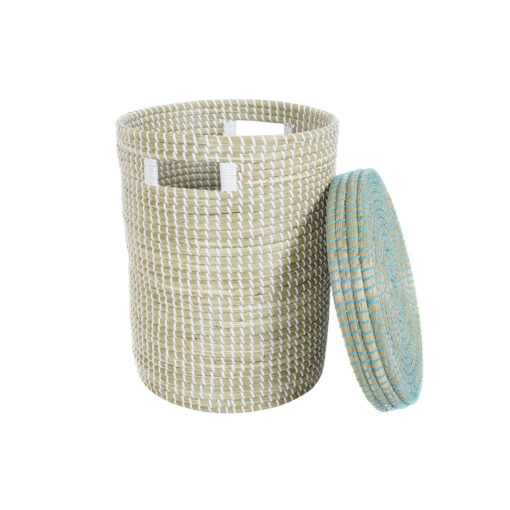 Conjunto de Cestas Azul Branco Natural Zostera marina 44 x 44 x 51 cm - Image 2