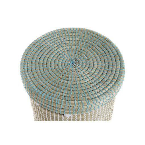 Conjunto de Cestas Azul Branco Natural Zostera marina 44 x 44 x 51 cm