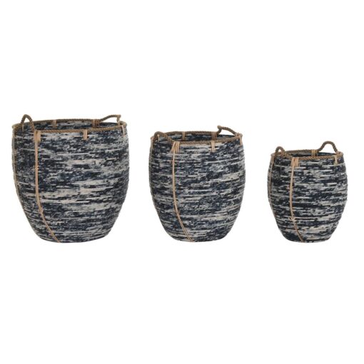 Conjunto de Cestas Branco Preto Plástico Boho 56 x 56 x 60 cm 52 x 52 x 60 cm