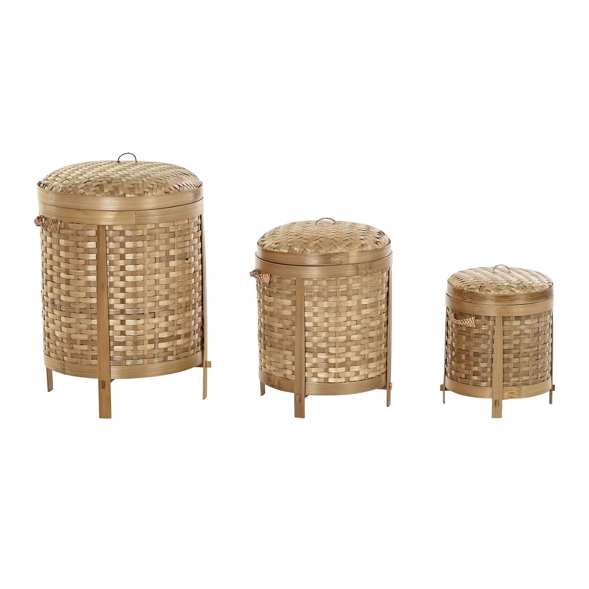 Conjunto de Cestas Natural 31 x 31 x 44 cm Bambu Boho