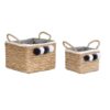 Conjunto de Cestas Natural Algodão Pompons Fibra natural (33 x 33 x 25 cm)
