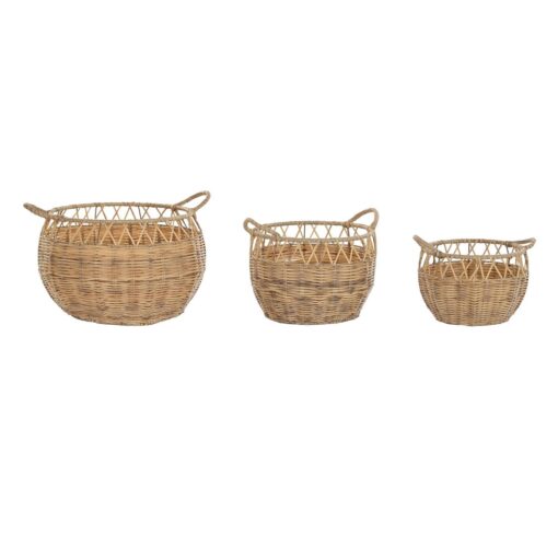 Conjunto de Cestas Natural Metal PE (38 x 38 x 27 cm)