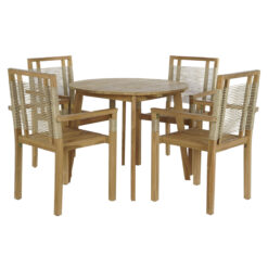 Conjunto de mesa com 4 cadeiras 100 x 100 x 76 cm Teca Corda