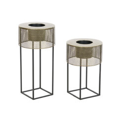 Conjunto de vasos 33 x 33 x 67 cm Preto Dourado Metal Loft