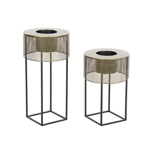 Conjunto de vasos 33 x 33 x 67 cm Preto Dourado Metal Loft