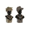 Figura Decorativa Preto Bege Colonial Africana 22 x 15 x 37 cm (2 Unidades)