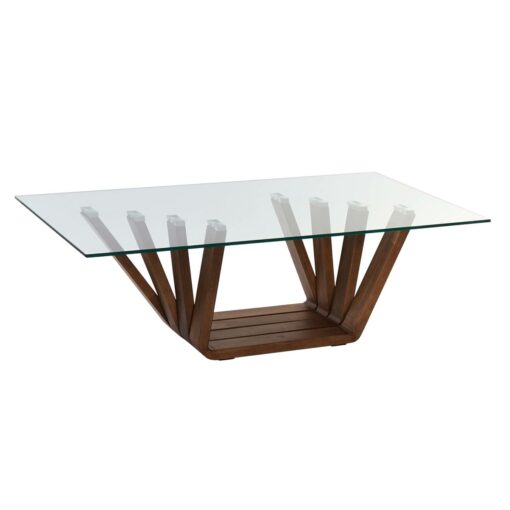 Mesa de Centro Cristal Nogueira Alumínio 130 x 70 x 42 cm