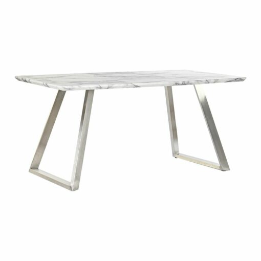 Mesa de Jantar Aço Branco 160 x 90 x 76 cm Madeira MDF