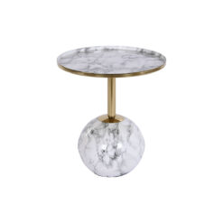 Mesa de apoio 41 x 41 x 47 cm Dourado Branco Ferro