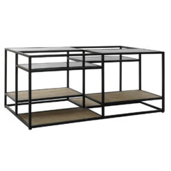 Mesa de apoio 8424001787234 Preto Multicolor Natural Madeira Metal Espelho 120 x 60 x 50 cm